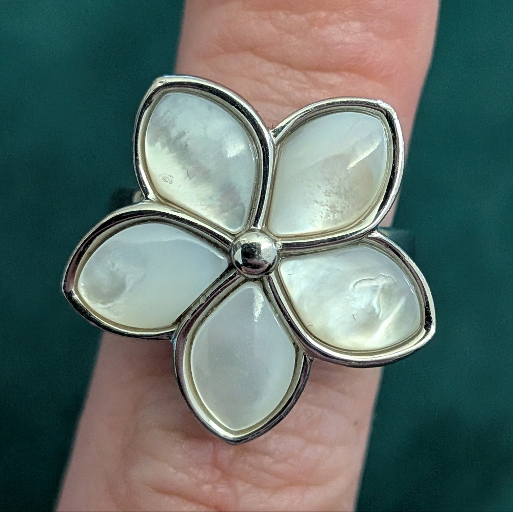 Steel By Design Moonstone Flower Ring Size 6